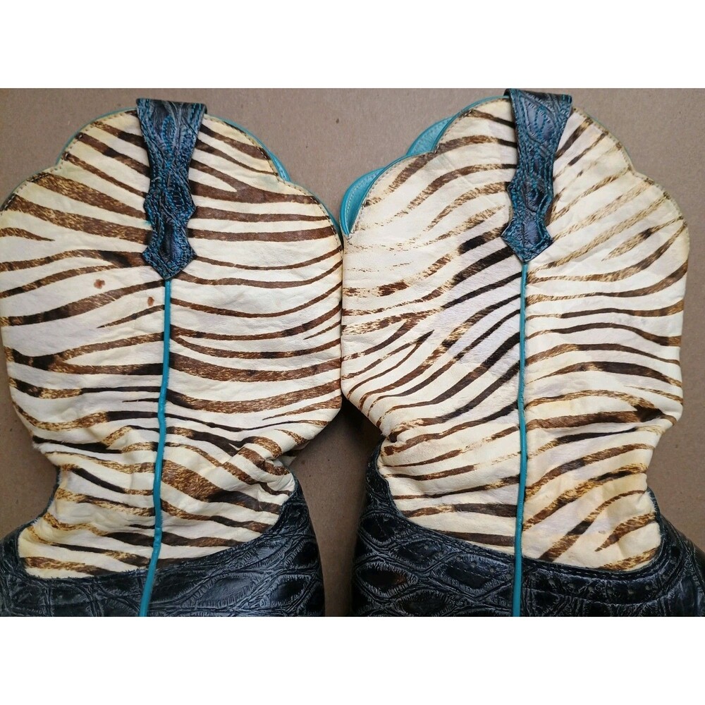 Ariat Womens Zebra Print Western Square Toe Boot Sz 8 B Cowgirl Animal Print - Picture 7 of 11